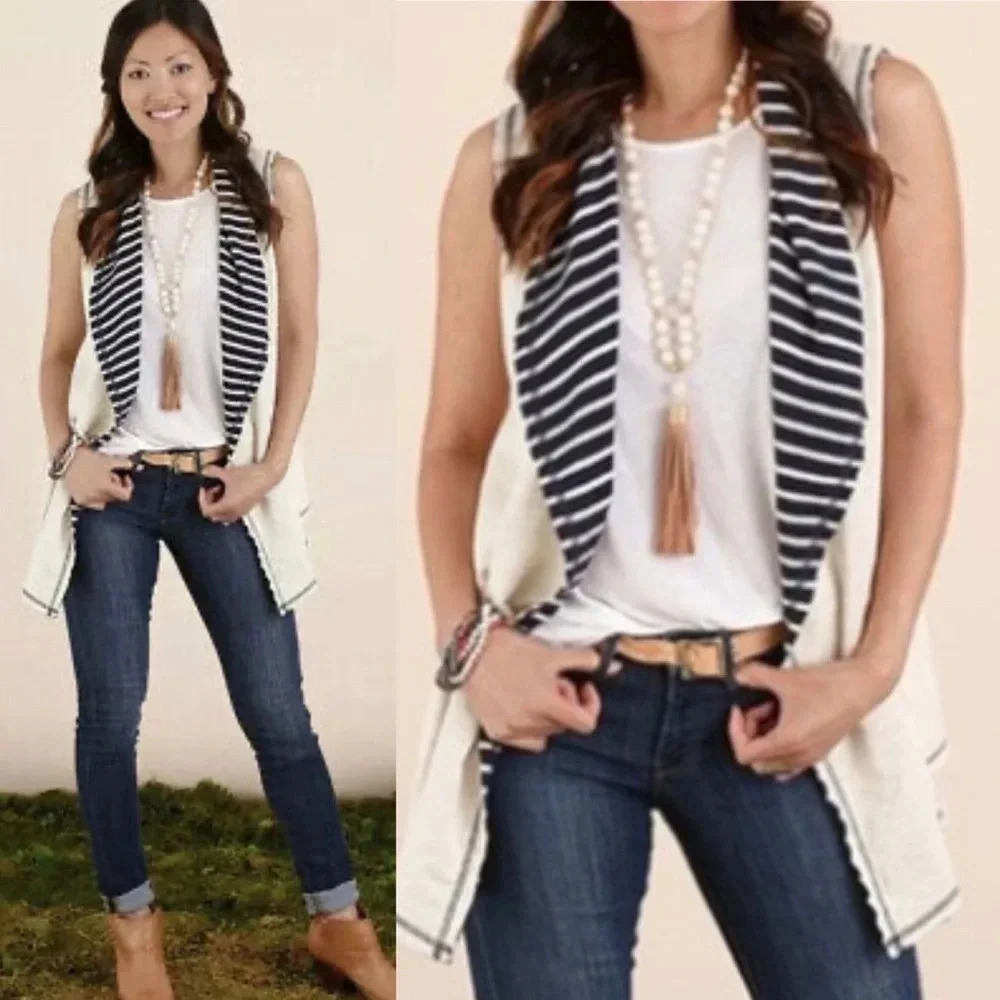Matilda Jane | Once Upon A Time Full Moon Vest Reversible Sold Striped - Picture 2 of 9